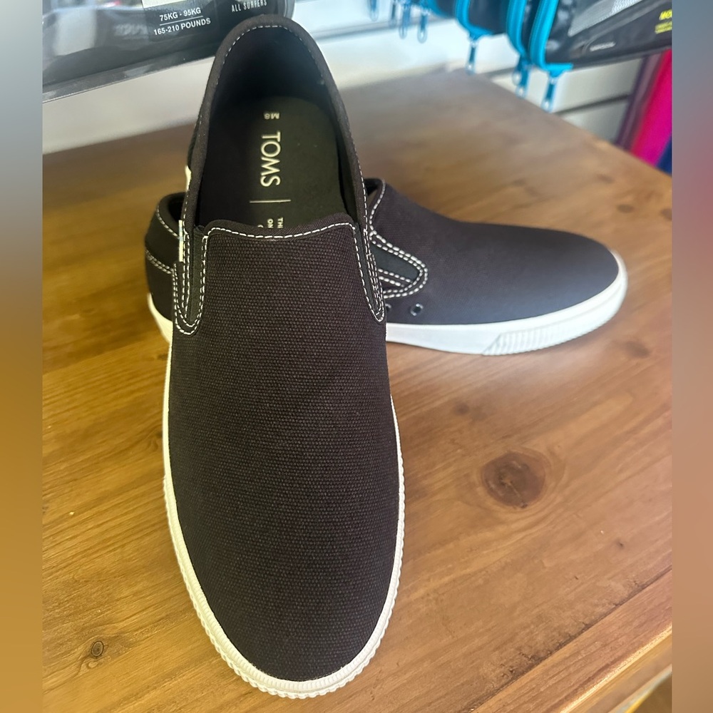 Brand New Toms Canvas Baja Black/Contrast Stitching